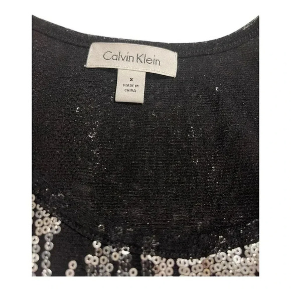Calvin‎ Klein Women’s Small Sequined Black & Silver Sparkle Sleeveless Tank Top - Picture 4 of 4